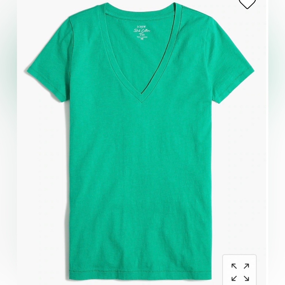 J. Crew V-Neck Clover Green Women's Tee - Picture 2 of 6